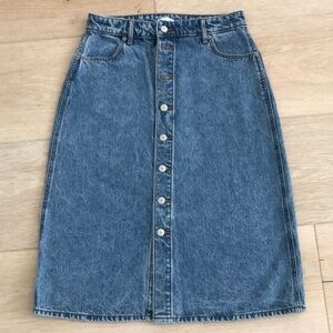 Denim Button-Front Skirt